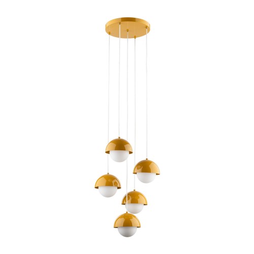Lampa wisząca nowoczesna skandynawska klosz metalowy miska ochra biała TK Lighting Bono 10268 5x8W G9