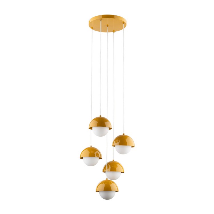 Lampa wisząca nowoczesna skandynawska klosz metalowy miska ochra biała TK Lighting Bono 10268 5x8W G9