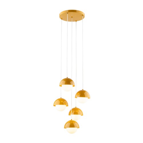Lampa wisząca nowoczesna skandynawska klosz metalowy miska ochra biała TK Lighting Bono 10268 5x8W G9