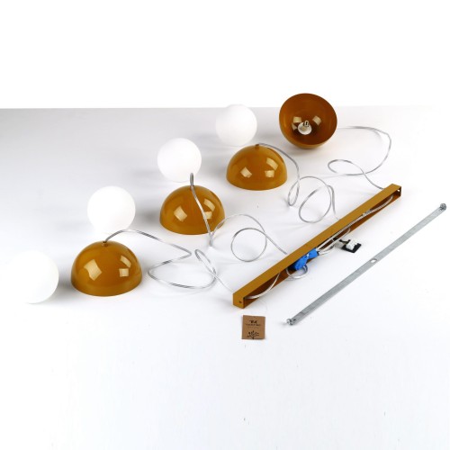 Lampa wisząca nowoczesna skandynawska klosz metalowy miska ochra biała TK Lighting Bono 10267 4x8W G9