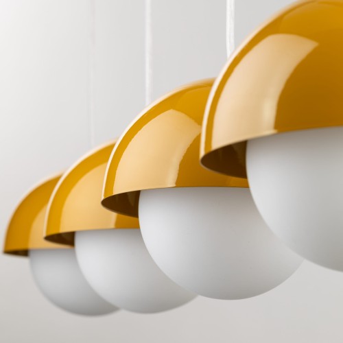 Lampa wisząca nowoczesna skandynawska klosz metalowy miska ochra biała TK Lighting Bono 10267 4x8W G9