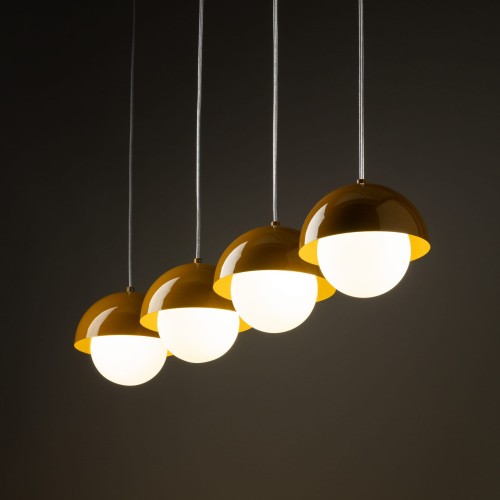 Lampa wisząca nowoczesna skandynawska klosz metalowy miska ochra biała TK Lighting Bono 10267 4x8W G9