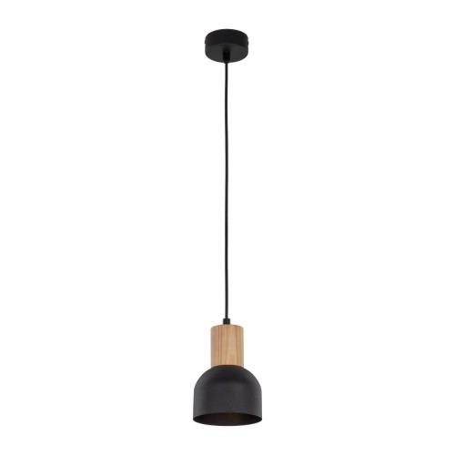 Lampa wisząca nowoczesna loft industrialna klosz metalowy czarna drewniana TK Lighting Cairo 4894 1x15W E27