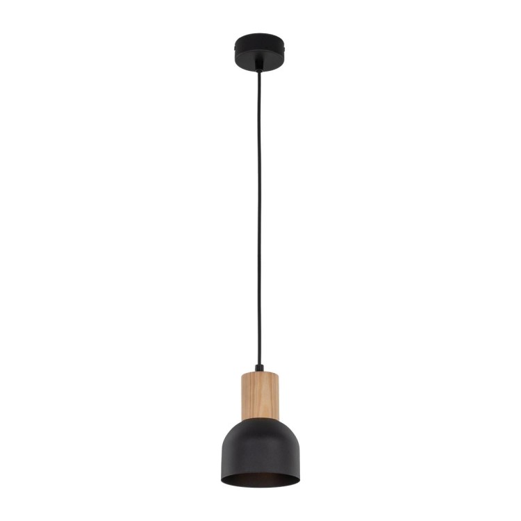 Lampa wisząca nowoczesna loft industrialna klosz metalowy czarna drewniana TK Lighting Cairo 4894 1x15W E27
