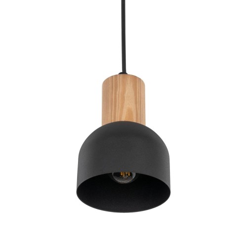Lampa wisząca nowoczesna loft industrialna klosz metalowy czarna drewniana TK Lighting Cairo 4894 1x15W E27