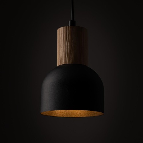 Lampa wisząca nowoczesna loft industrialna klosz metalowy czarna drewniana TK Lighting Cairo 4894 1x15W E27