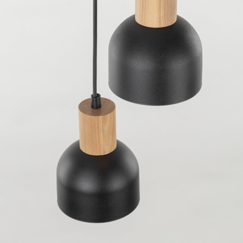 Lampa wisząca nowoczesna loft industrialna klosz metalowy czarna drewniana TK Lighting Cairo 4895 3x15W E27