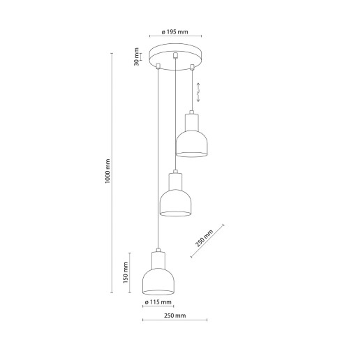 Lampa wisząca nowoczesna loft industrialna klosz metalowy czarna drewniana TK Lighting Cairo 4895 3x15W E27