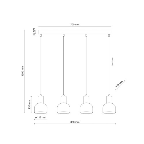 Lampa wisząca nowoczesna loft industrialna klosz metalowy czarna drewniana TK Lighting Cairo 4896 4x15W E27