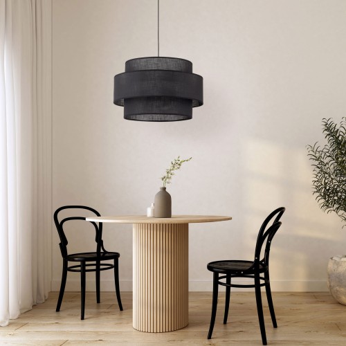Lampa wisząca nowoczesna klasyczna abażur materiałowy tuba czarna TK Lighting Calisto 4999 1x15W E27