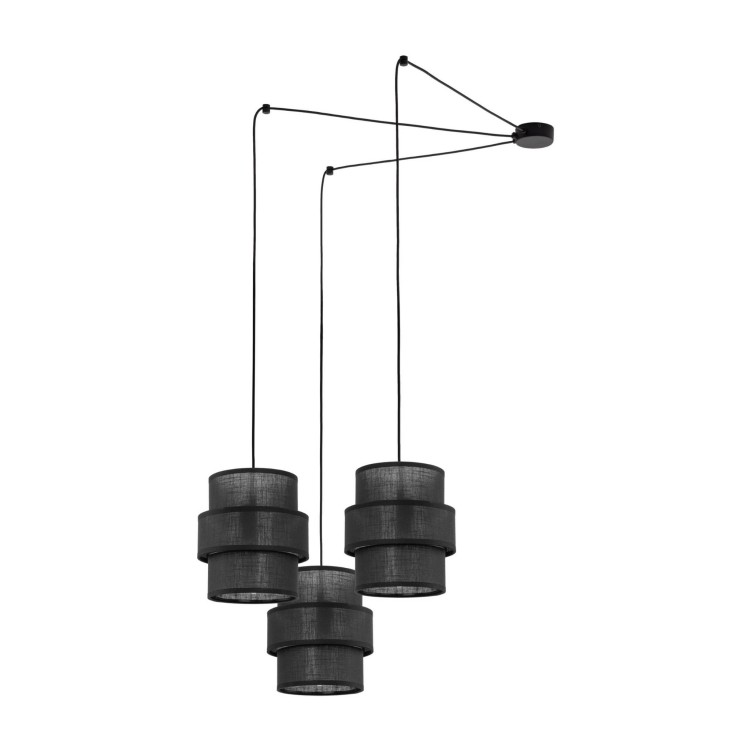 Lampa wisząca nowoczesna klasyczna pająk abażur materiałowy tuba czarna TK Lighting Calisto 5976 3x15W E27
