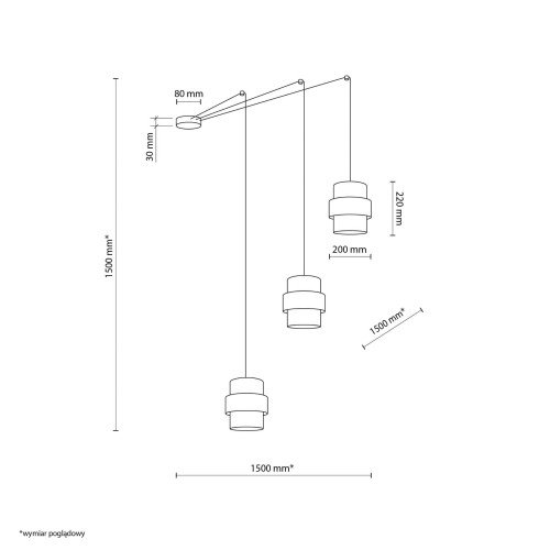 Lampa wisząca nowoczesna klasyczna pająk abażur materiałowy tuba czarna TK Lighting Calisto 5976 3x15W E27