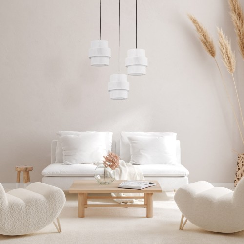 Lampa wisząca pająk nowoczesna klasyczna abażur materiałowy tuba biała czarna TK Lighting Calisto 5975 3x15W E27