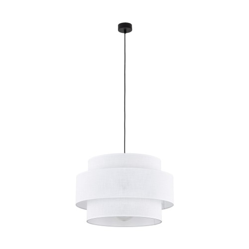 Lampa wisząca nowoczesna klasyczna abażur materiałowy tuba biała czarna TK Lighting Calisto 5095 1x15W E27