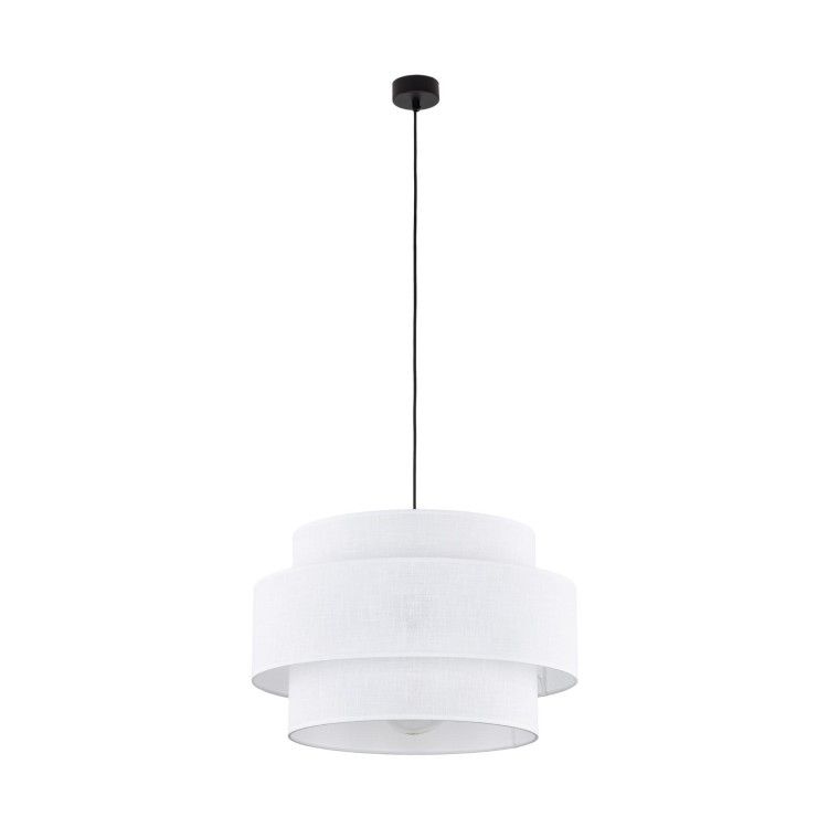 Lampa wisząca nowoczesna klasyczna abażur materiałowy tuba biała czarna TK Lighting Calisto 5095 1x15W E27