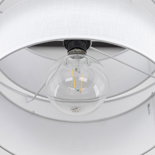 Lampa wisząca nowoczesna klasyczna abażur materiałowy tuba biała czarna TK Lighting Calisto 5095 1x15W E27