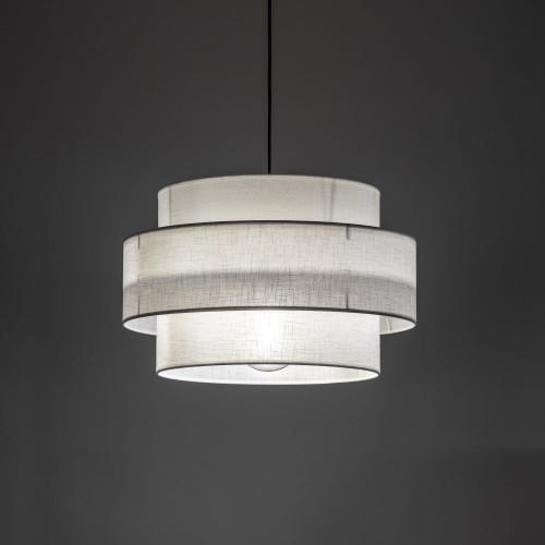 Lampa wisząca nowoczesna klasyczna abażur materiałowy tuba biała czarna TK Lighting Calisto 5095 1x15W E27