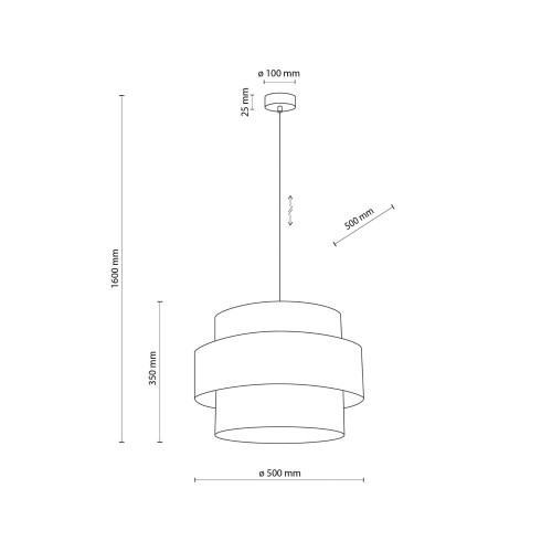 Lampa wisząca nowoczesna klasyczna abażur materiałowy tuba biała czarna TK Lighting Calisto 5095 1x15W E27