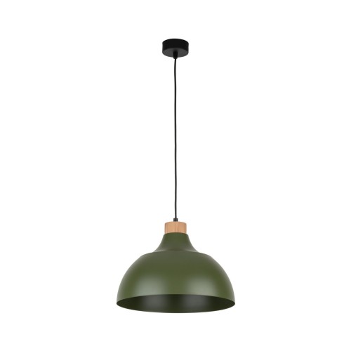Lampa wisząca z metalowym kloszem stożek misa Tk Lighting Cap 5665 1x15W E27 czarna drewno