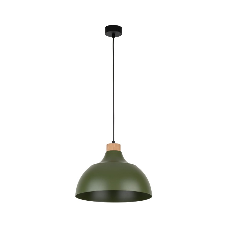 Lampa wisząca z metalowym kloszem stożek misa Tk Lighting Cap 5665 1x15W E27 czarna drewno