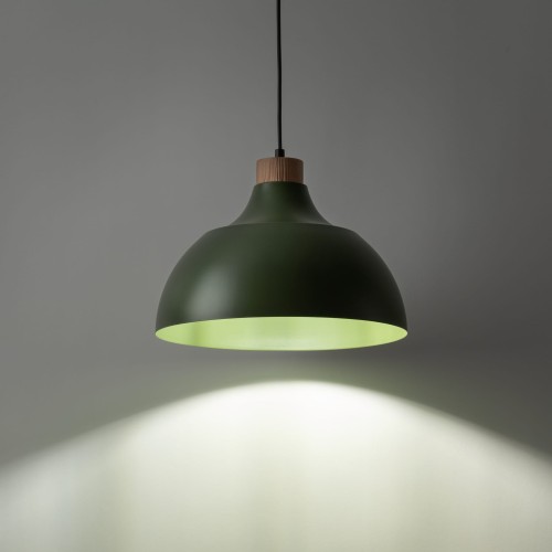 Lampa wisząca z metalowym kloszem stożek misa Tk Lighting Cap 5665 1x15W E27 czarna drewno