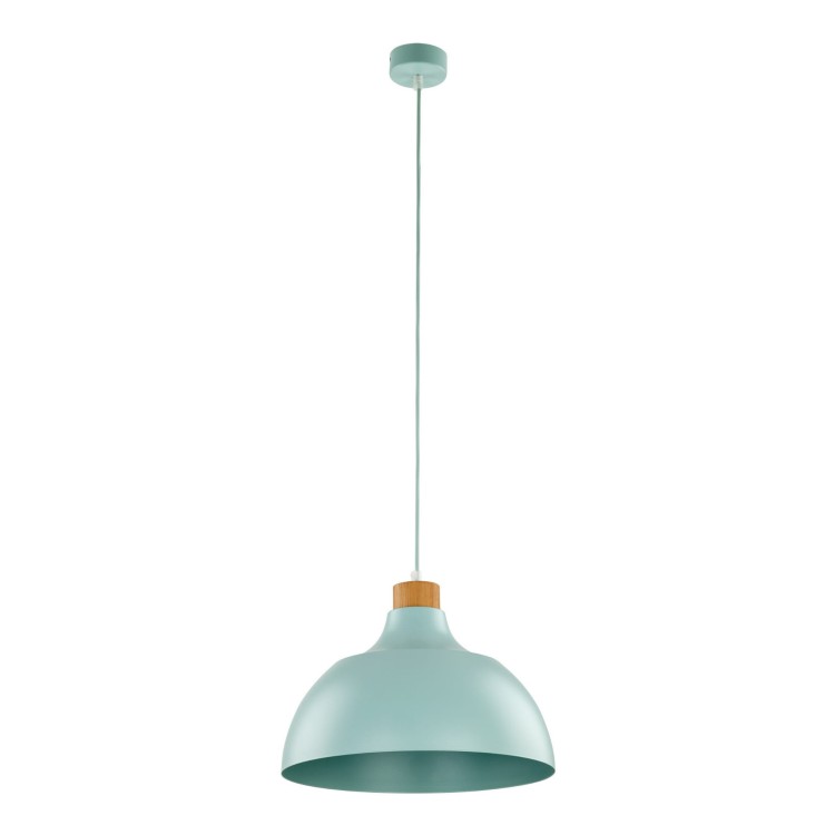 Lampa wisząca z metalowym kloszem stożek misa miętowa drewno sosna TK Lighting Cap 5901 1x15W E27