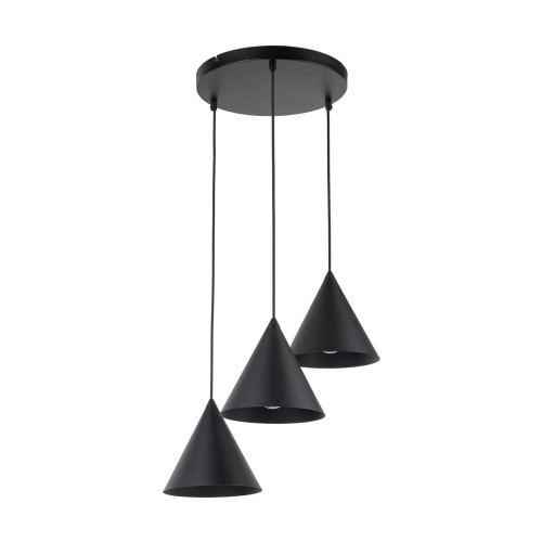 Lampa wisząca nowoczesna skandynawska loft klosz metalowy stożek czarna TK Lighting Cono 10067 3x15W E27