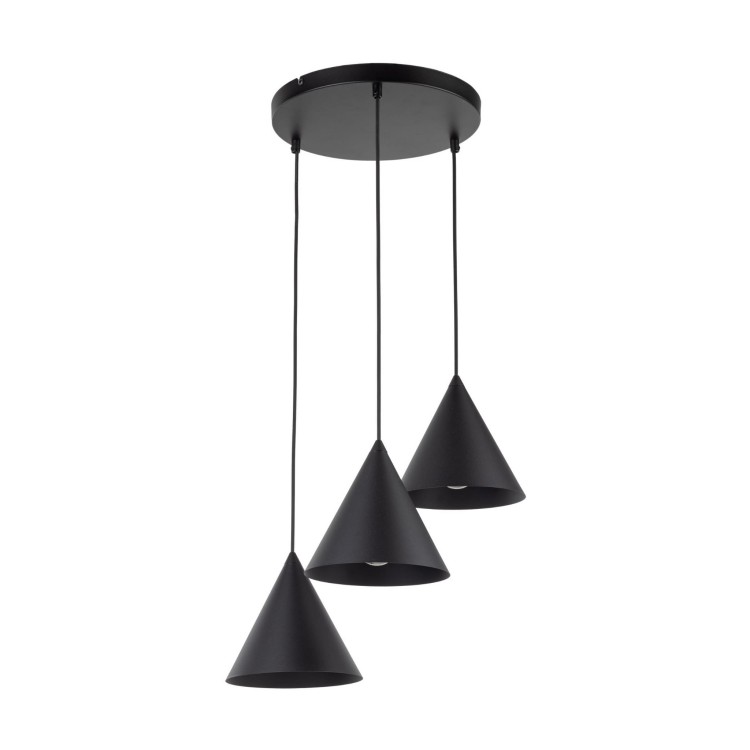Lampa wisząca nowoczesna skandynawska loft klosz metalowy stożek czarna TK Lighting Cono 10067 3x15W E27