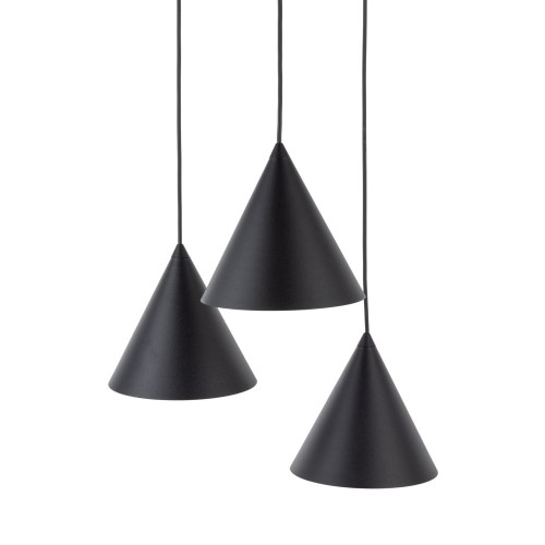 Lampa wisząca nowoczesna skandynawska loft klosz metalowy stożek czarna TK Lighting Cono 10067 3x15W E27