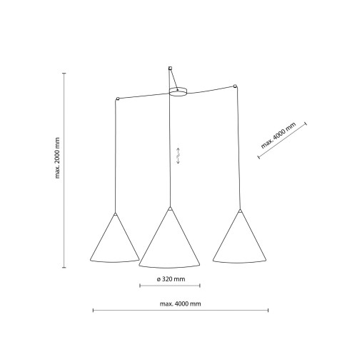 Lampa wisząca nowoczesna skandynawska loft pająk klosz metalowy stożek czarna TK Lighting Cono 6629 3x15W E27