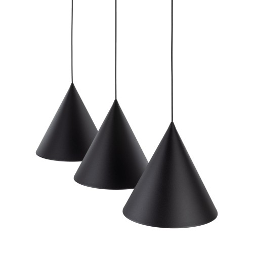 Lampa wisząca nowoczesna skandynawska klosz metalowy stożek czarna TK Lighting Cono 10060 3x15W E27