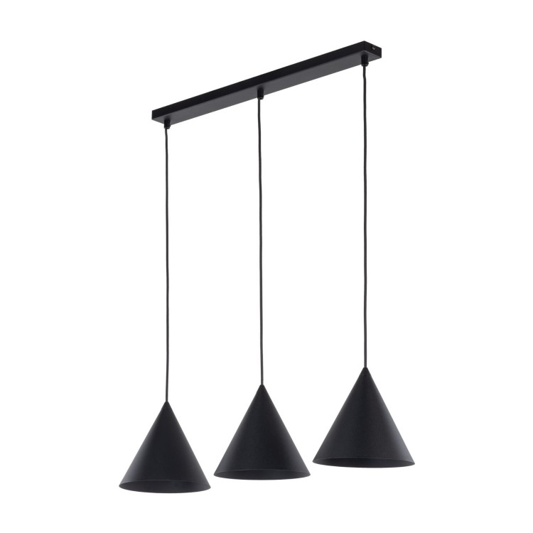 Lampa wisząca nowoczesna skandynawska klosz metalowy stożek czarna TK Lighting Cono 10068 3x15W E27