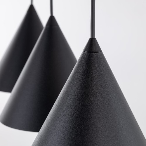 Lampa wisząca nowoczesna skandynawska klosz metalowy stożek czarna TK Lighting Cono 10068 3x15W E27
