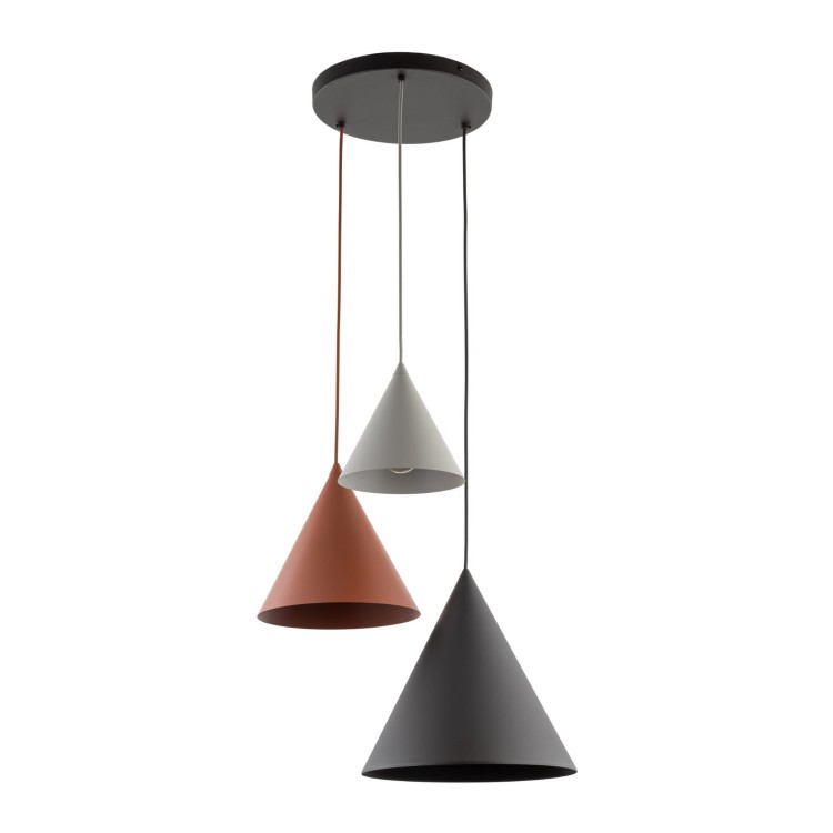 Lampa wisząca nowoczesna skandynawska klosz metalowy stożek multikolor TK Lighting Cono 6633 3x15W E27
