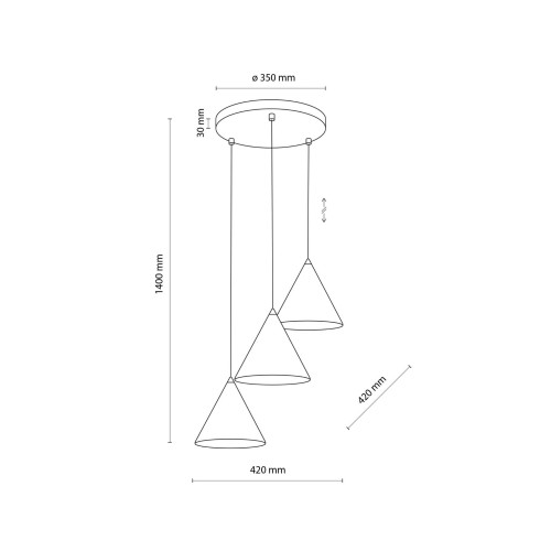Lampa wisząca nowoczesna skandynawska klosz metalowy stożek biała TK Lighting Cono 10012 3x15W E27