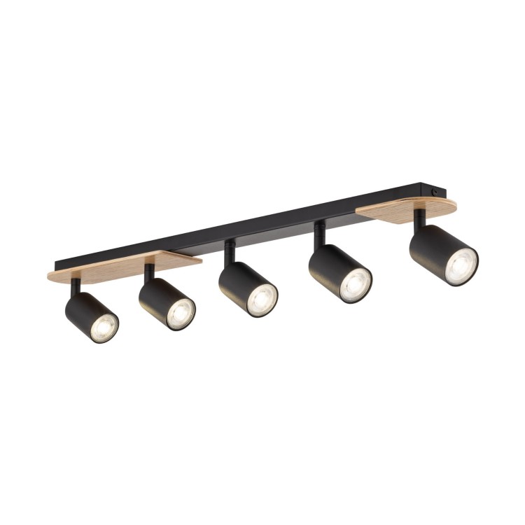 Lampa sufitowa tuba spoty reflektory drewniany czarny TK Lighting Cover 5777 5x10W GU10
