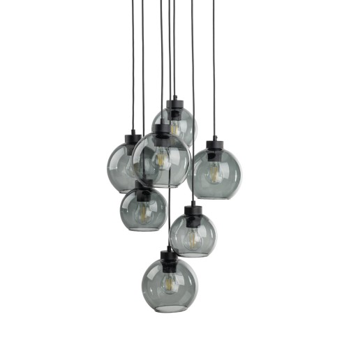 Lampa wisząca duża do salonu szklane klosze kule grafitowa czarna TK Lighting Cubus 10207 7x15W E27