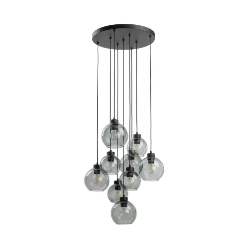 Lampa wisząca duża do salonu szklane klosze kule grafitowa czarna TK Lighting Cubus 10208 9x15W E27