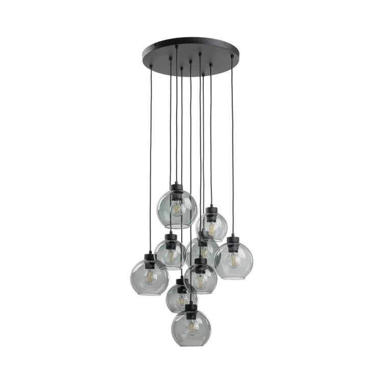 Lampa wisząca duża do salonu szklane klosze kule grafitowa czarna TK Lighting Cubus 10208 9x15W E27