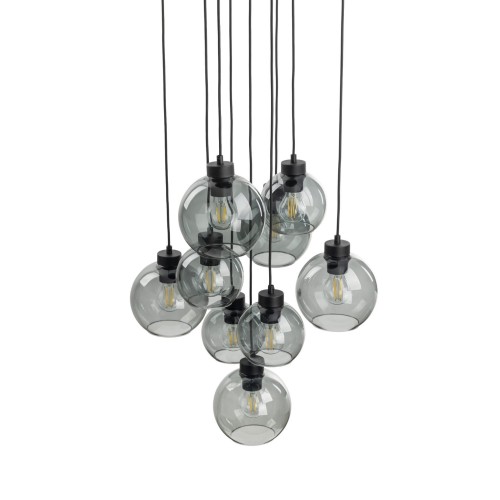 Lampa wisząca duża do salonu szklane klosze kule grafitowa czarna TK Lighting Cubus 10208 9x15W E27