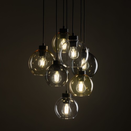 Lampa wisząca duża do salonu szklane klosze kule multikolor czarna TK Lighting Cubus 10246 7x15W E27