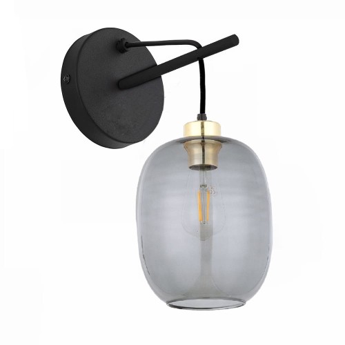 Kinkiet nowoczesny elegancki glamour loft industrialny klosz szklany grafitowy czarny TK Lighting Delta 6481 1x15W E27