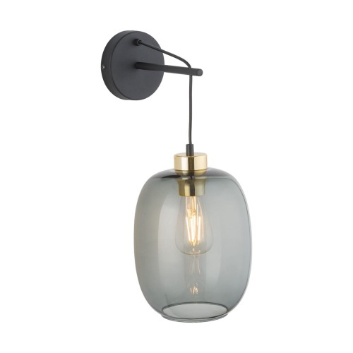 Kinkiet nowoczesny elegancki glamour loft industrialny klosz szklany grafitowy czarny TK Lighting Delta 6481 1x15W E27