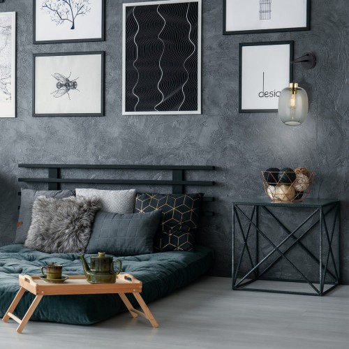 Kinkiet nowoczesny elegancki glamour loft industrialny klosz szklany grafitowy czarny TK Lighting Delta 6481 1x15W E27