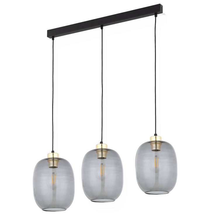 Lampa wisząca nad stół nowoczesna elegancka glamour loft industrialna klosz szklany grafitowa złota TK Lighting Delta 4841 3x15W E27