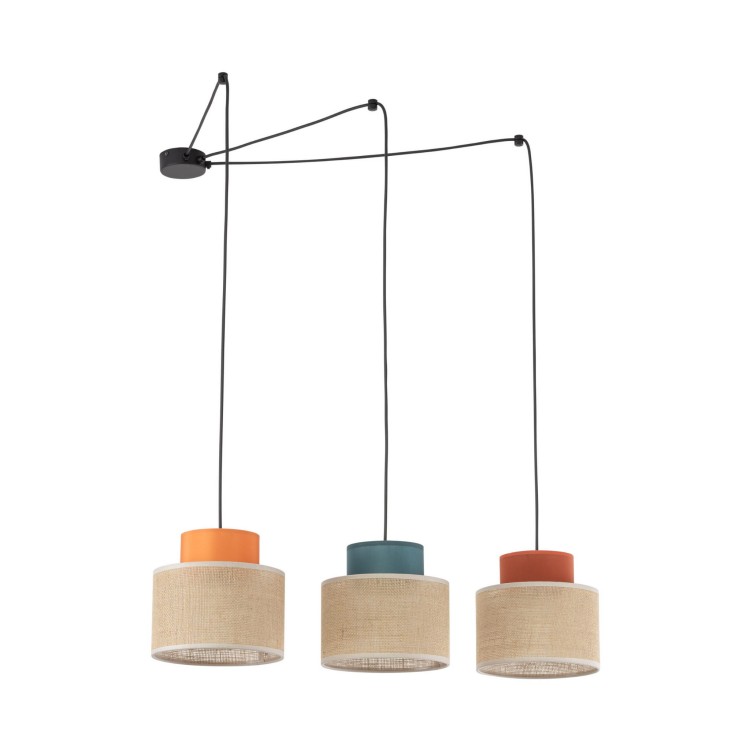 Lampa wisząca nowoczesna boho skandynawska pająk abażur materiałowy juta multikolor TK Lighting Duo 3140 3x15W E27