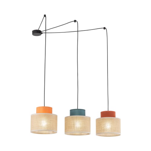 Lampa wisząca nowoczesna boho skandynawska pająk abażur materiałowy juta multikolor TK Lighting Duo 3140 3x15W E27