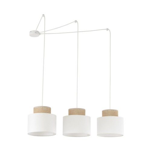 Lampa wisząca nowoczesna boho skandynawska pająk abażur materiałowy juta biała TK Lighting Duo 2345 3x15W E27