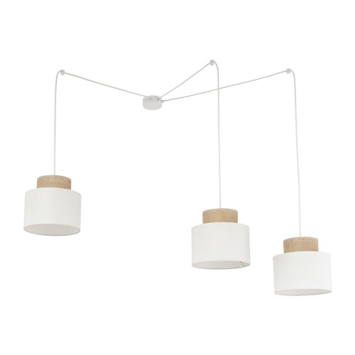 Lampa wisząca nowoczesna boho skandynawska pająk abażur materiałowy juta biała TK Lighting Duo 2345 3x15W E27