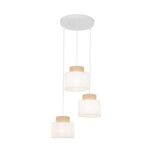 Lampa wisząca nowoczesna boho skandynawska abażur materiałowy juta biała TK Lighting Duo 2594 3x15W E27